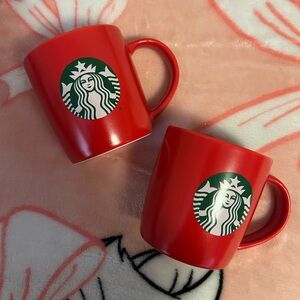 Small Starbucks Red Mug Pair